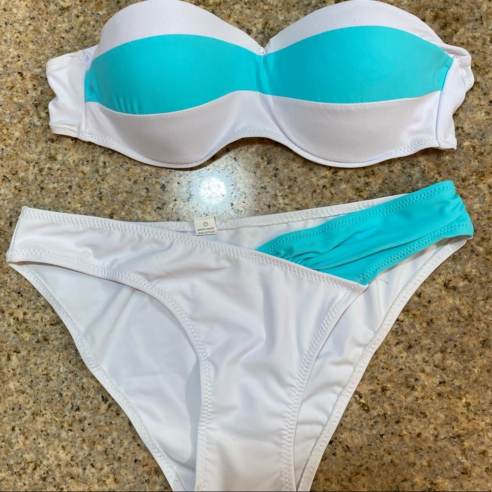 Wish strapless molded cup bikini top and bottom